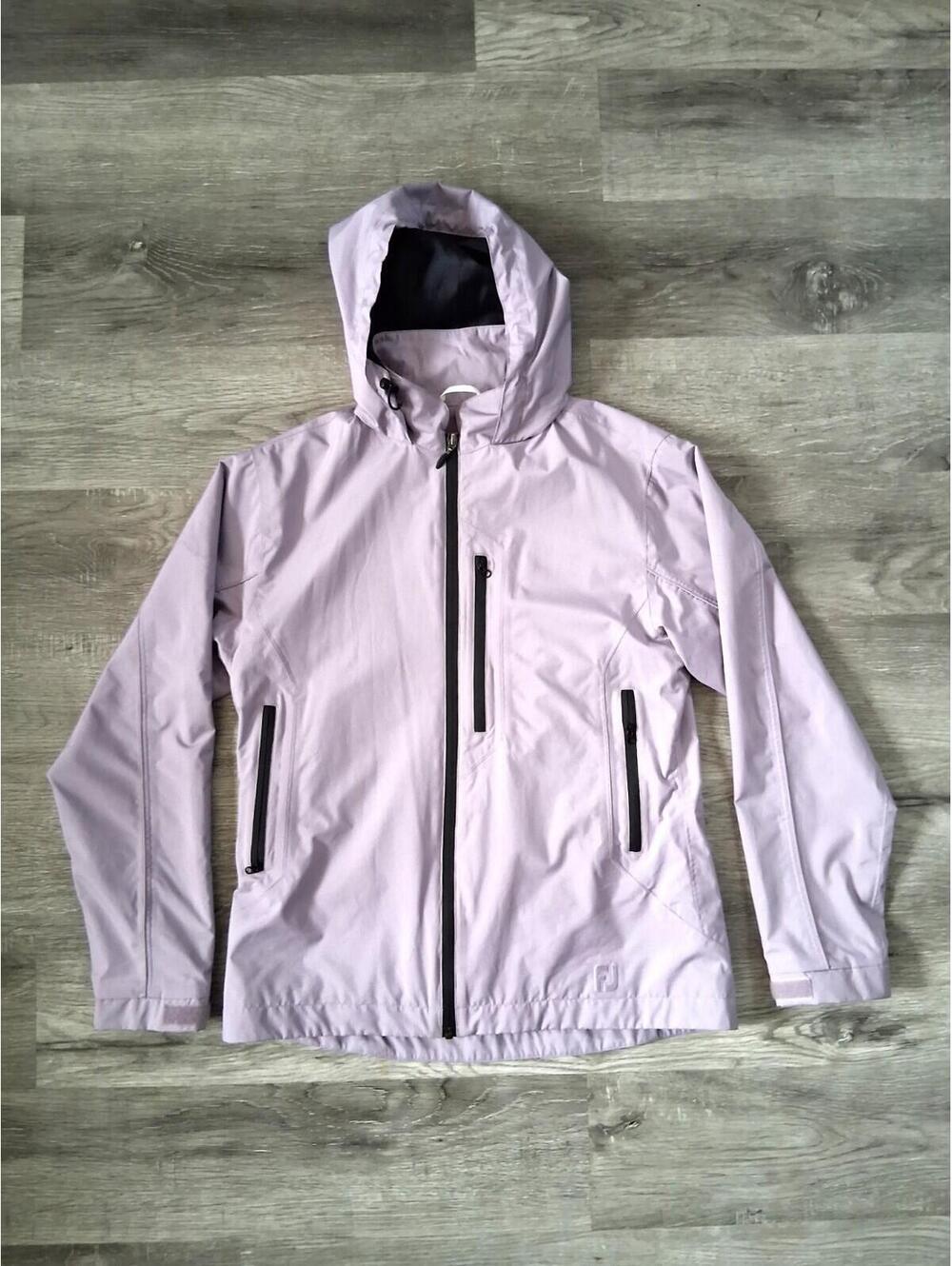 Foot Joy Women's M Mauve & Black Golf Rain Jacket/Coat/Windbreaker Stowable Hood